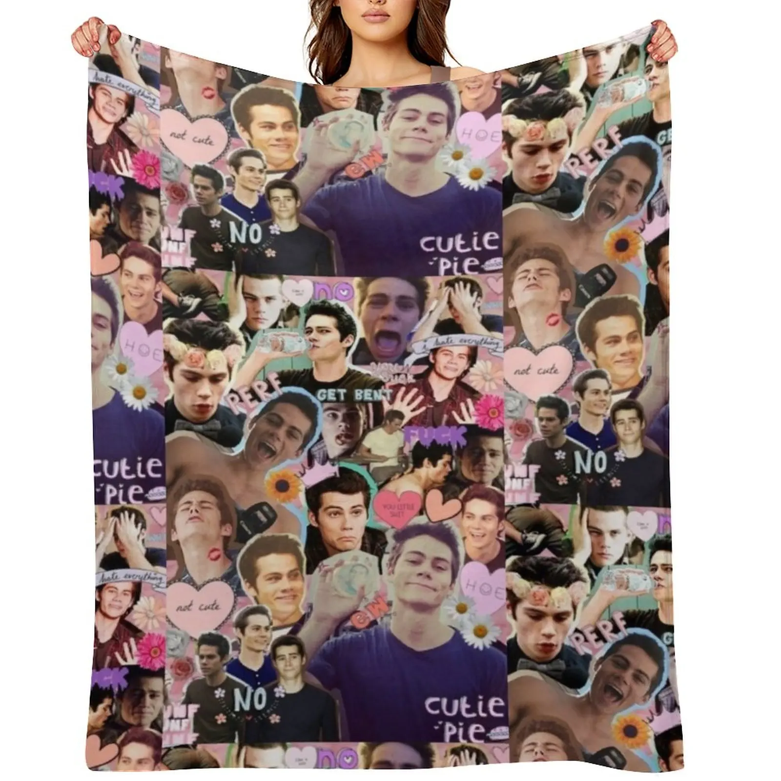 

Dylan O’Brien collage Throw Blanket Large Tourist Heavy Decorative Sofas Blankets