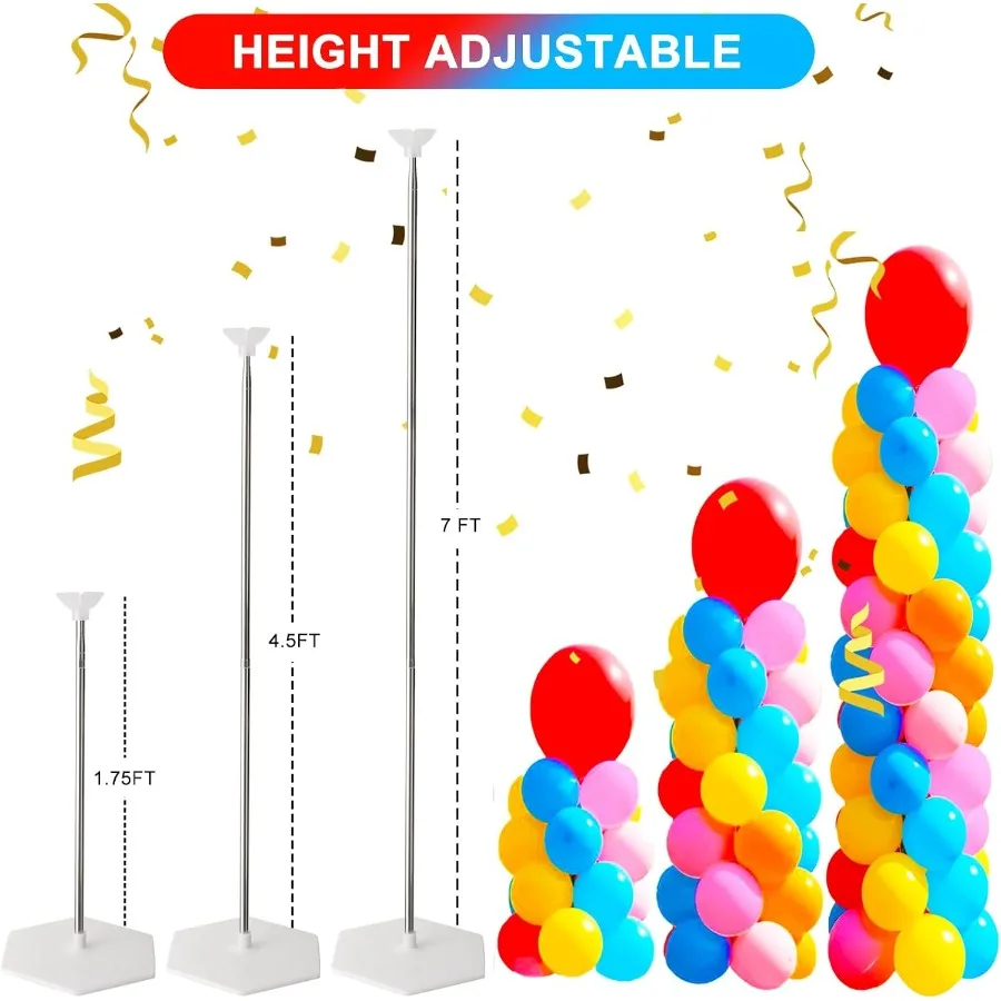 Balloon Stand Kit Set of 2 7 Feet Adjustable Balloon Column Stand for Floor Reusable Metal Telescopic Balloon Stands for Floor
