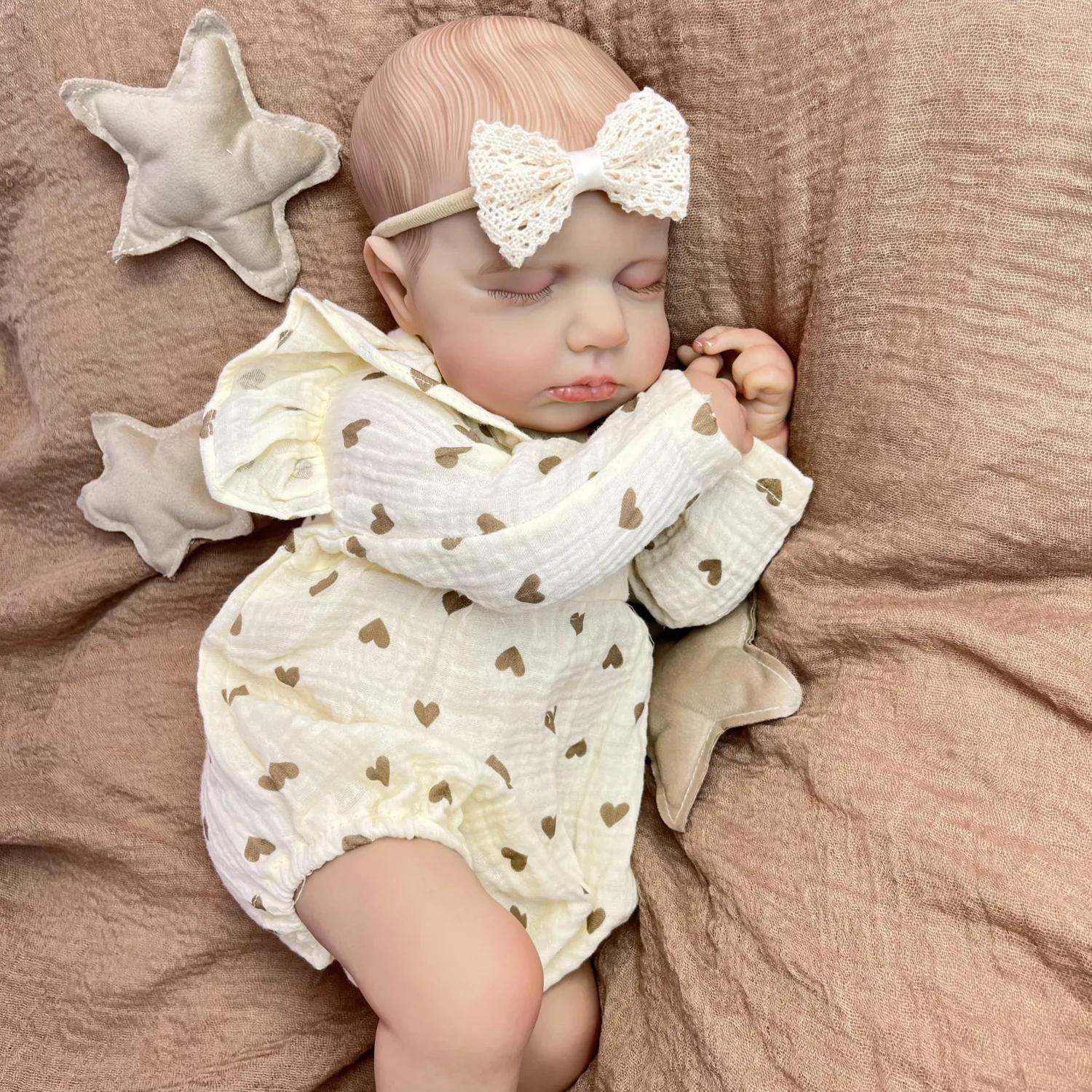 BZDOLL 19in Asleep Reborn Baby Doll with Cloth Body Real Look 48CM 3D Skin LouLou Doll Realistic Fashion Birthday Gift For Girl