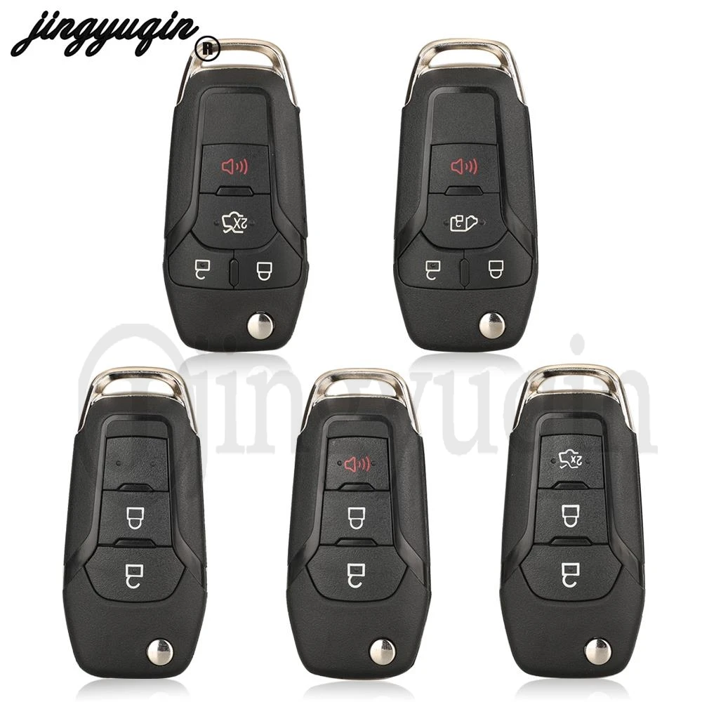 jingyuqin 10pcs for Ford Fusion Edge Explorer 2013 2014 2015 Flip Remote Key Shell Case Fob 2/3/4 Buttons Uncut HU101 Blade