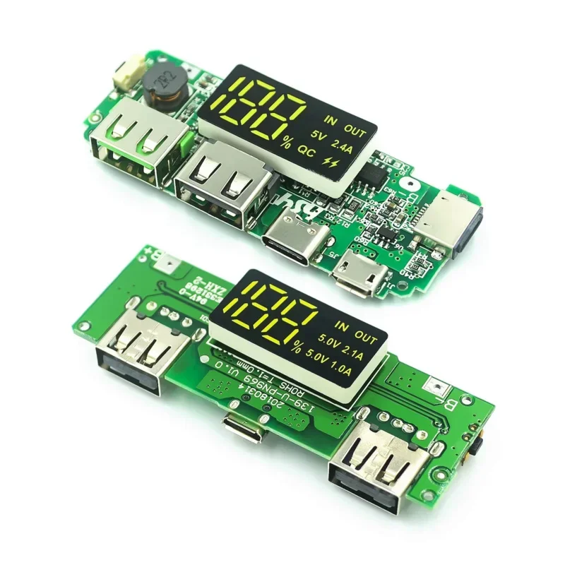 

LED Dual 5V 2.4A Micro/Type-C USB Mobile Power Bank 18650 Charging Module Lithium Battery Charger Board Circuit Protection