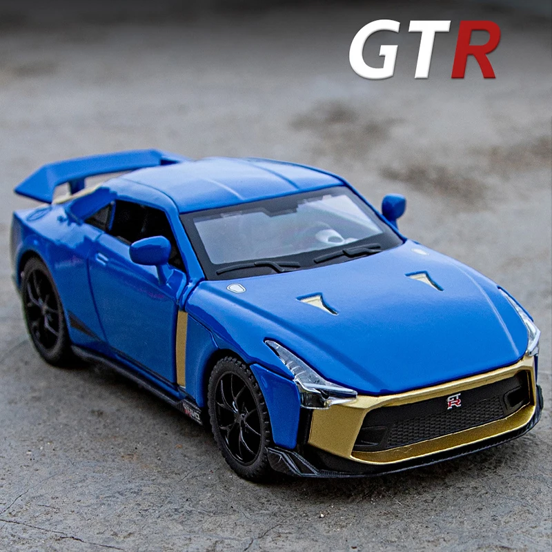 موديل سيارة لعبة Diecast من نيسان GTR50 ، سبيكة سوبركار ، سحب خلفي ، ضوء صوت ، مجموعة هدايا ، 1:32