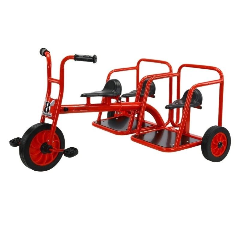 

1 durable kindergarten three person bicycle, children's tricycle, large size, can carry multiple outdoor toy cars