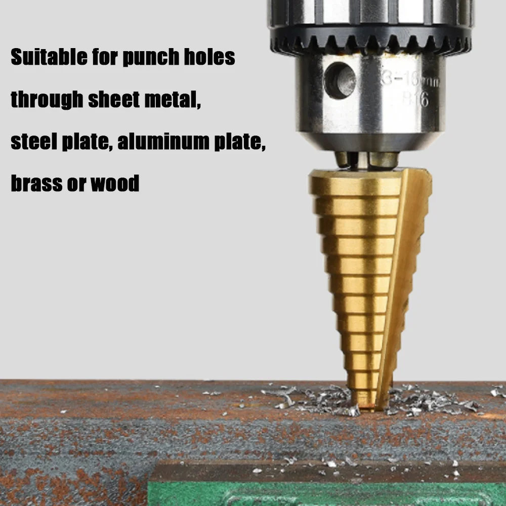 4-12mm 4-12mm 4-20mm HSS Straight Groove Step Drill Bit Set Titanium Coated Wood Metal Hole Cutter Core Drill Bit Set