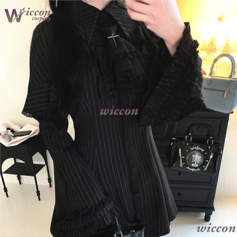 Cos Room Original Jirai kei Dress Style Faux Two-Piece Dress Dark Gothic Cosplay Costume Set Halloween Outfit Gothic Women Suit - view 2