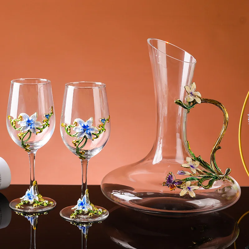 

Creative Enamel Crystal Goblet Glasses for Champagne Glass Cup Set Luxury Glass Cups Glasses of Wine Wineglass Vintage Drinking