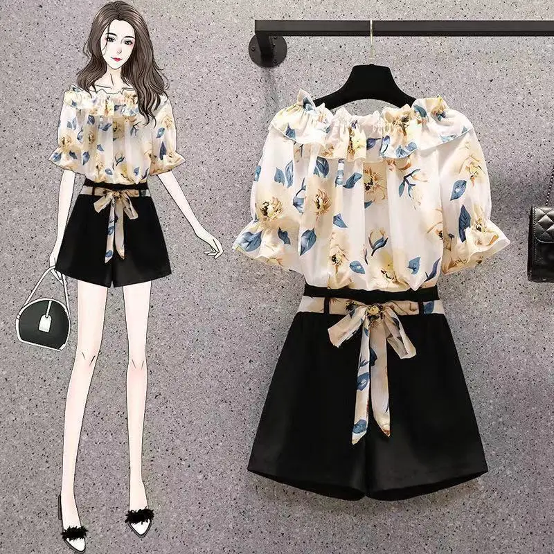 Fashion Printed Short Sleeve Shirring Ruffles Blouses Women\'s Clothing 2024 Spring New Loose Casual Tops Butterfly Sleeve Shirts