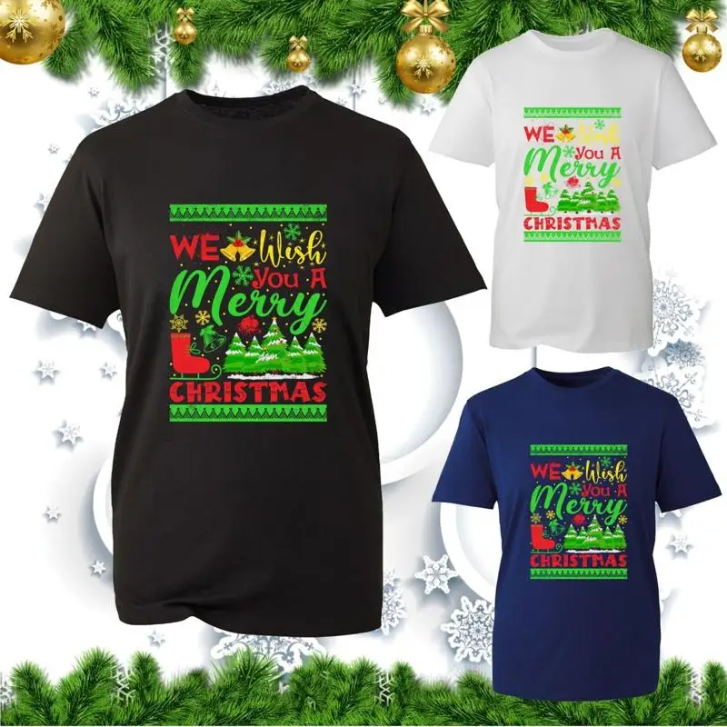 Футболка «We Wish You A Merry Christmas» с Новым годом, рождественский праздничный топ