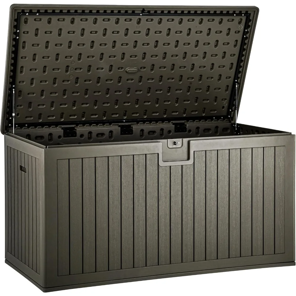 

230 Gallon Double-Wall Deck Box with Divider & Side Handles, Outdoor Large Storage for Patio Furniture Cushions,