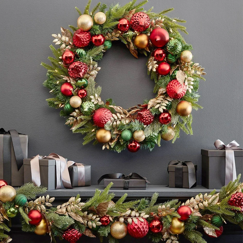 

Christmas wreath 50/60/80 CM door hanging rattan ring 2.7 meters rattan, Christmas tree window Christmas decoration supplies