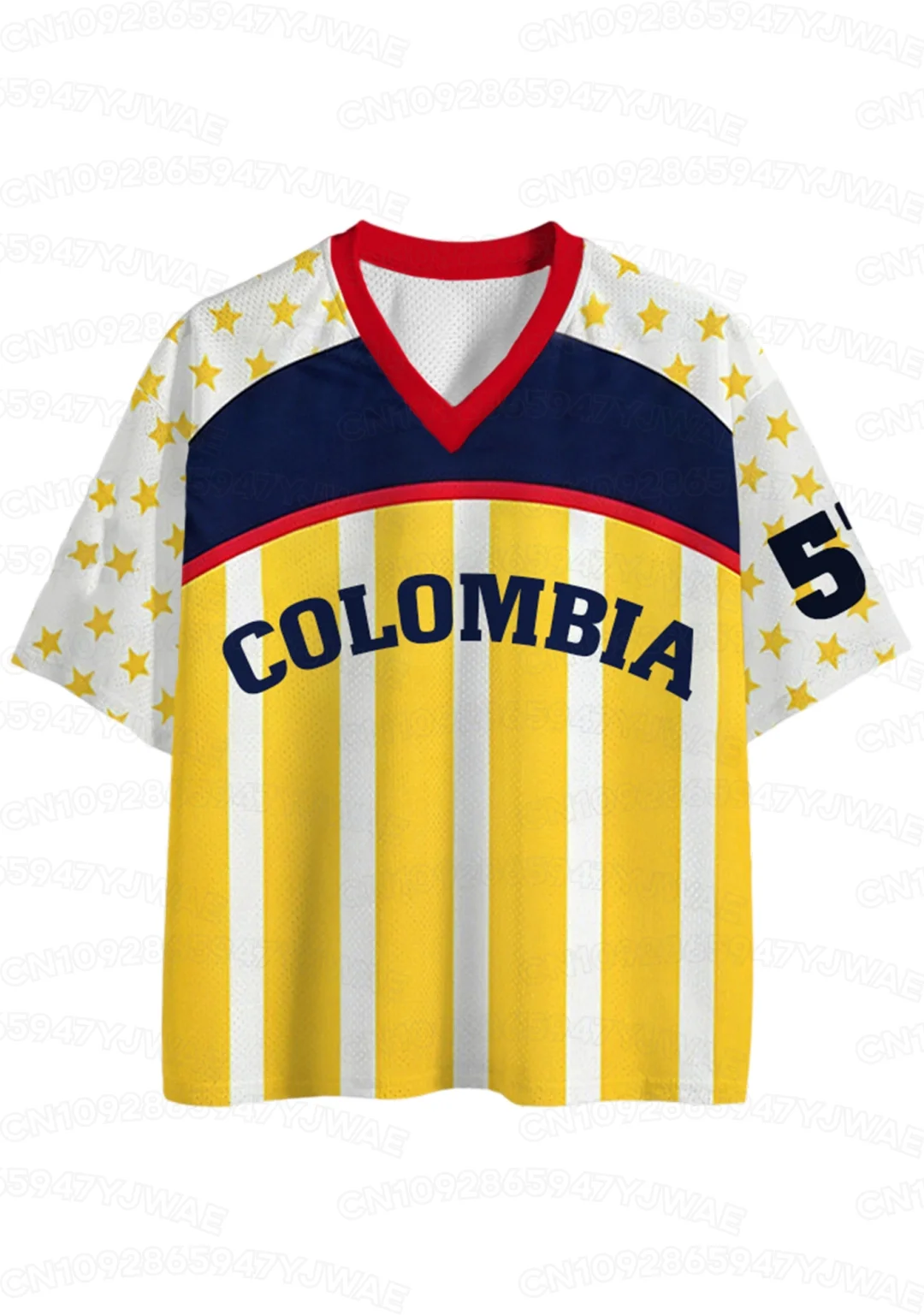 Women's Men's Colombia Print Summer Graphic Tee Jerseys Plus Size Sport T-Shirt V-Neck Short Sleeve T-Shirt
