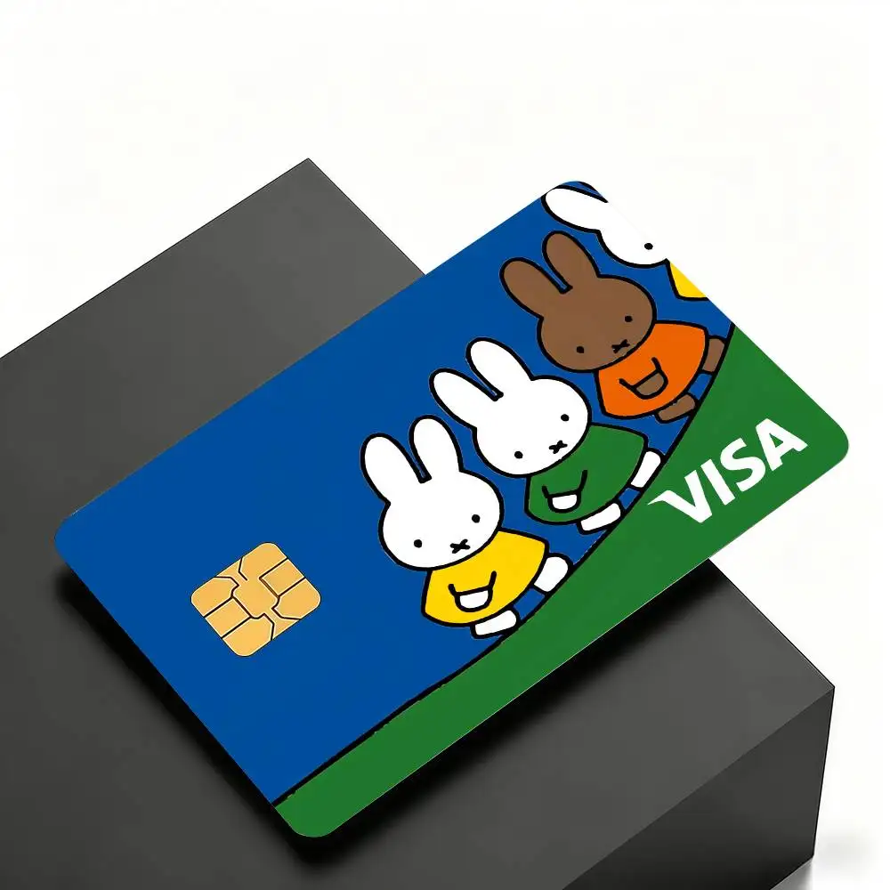 Niedliche M-Miffy Kreditkarten-Skin-Cover-Aufkleber 4 Stück Folien Bus-Pass Vorderseiten-Dekoration Bank-Debit-Karten Wasserdicht – Detail 4