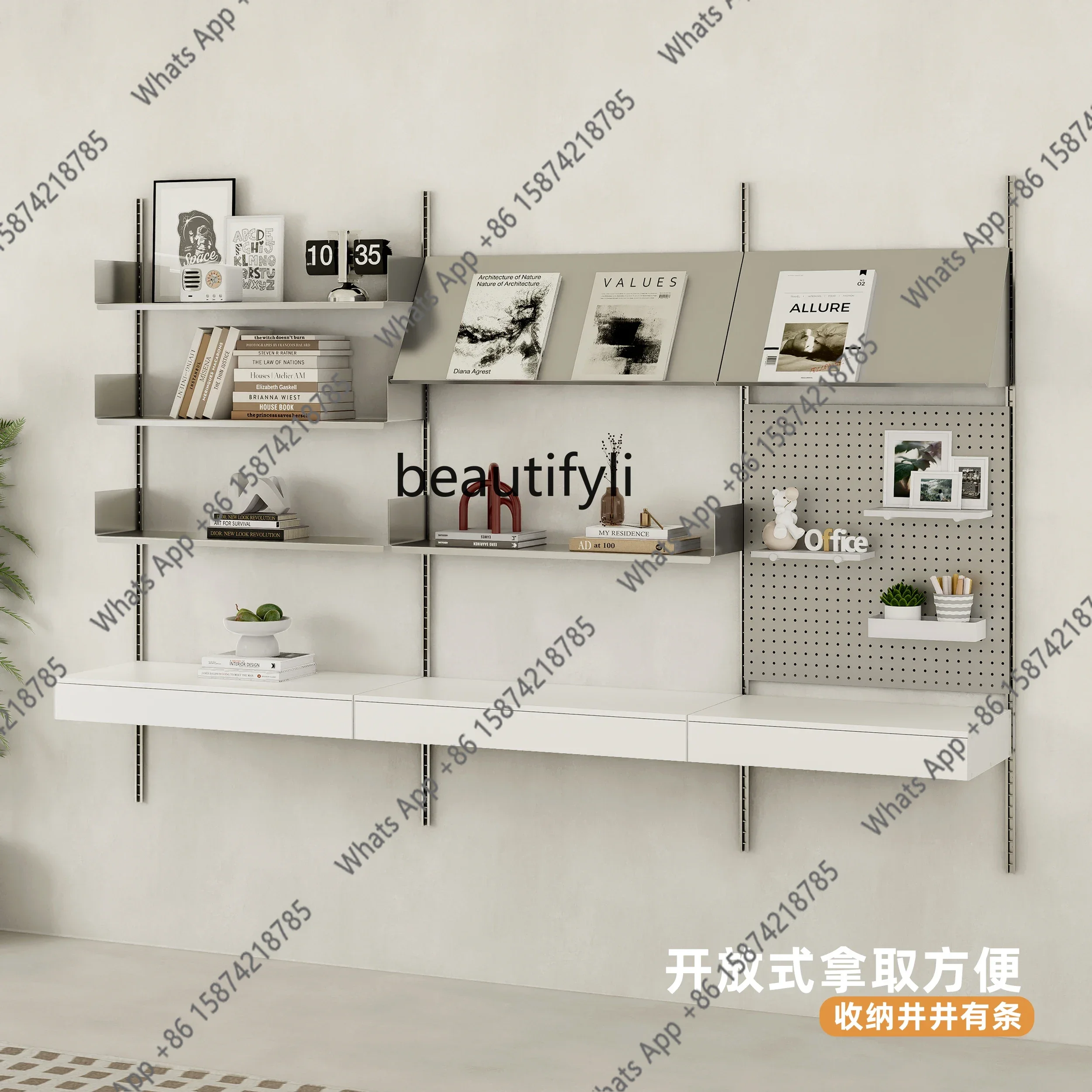 SM Wall Track Shelf Multi-layer Display Shelf Living Room Office Wall Hanging Multifunctional Storage Shelf