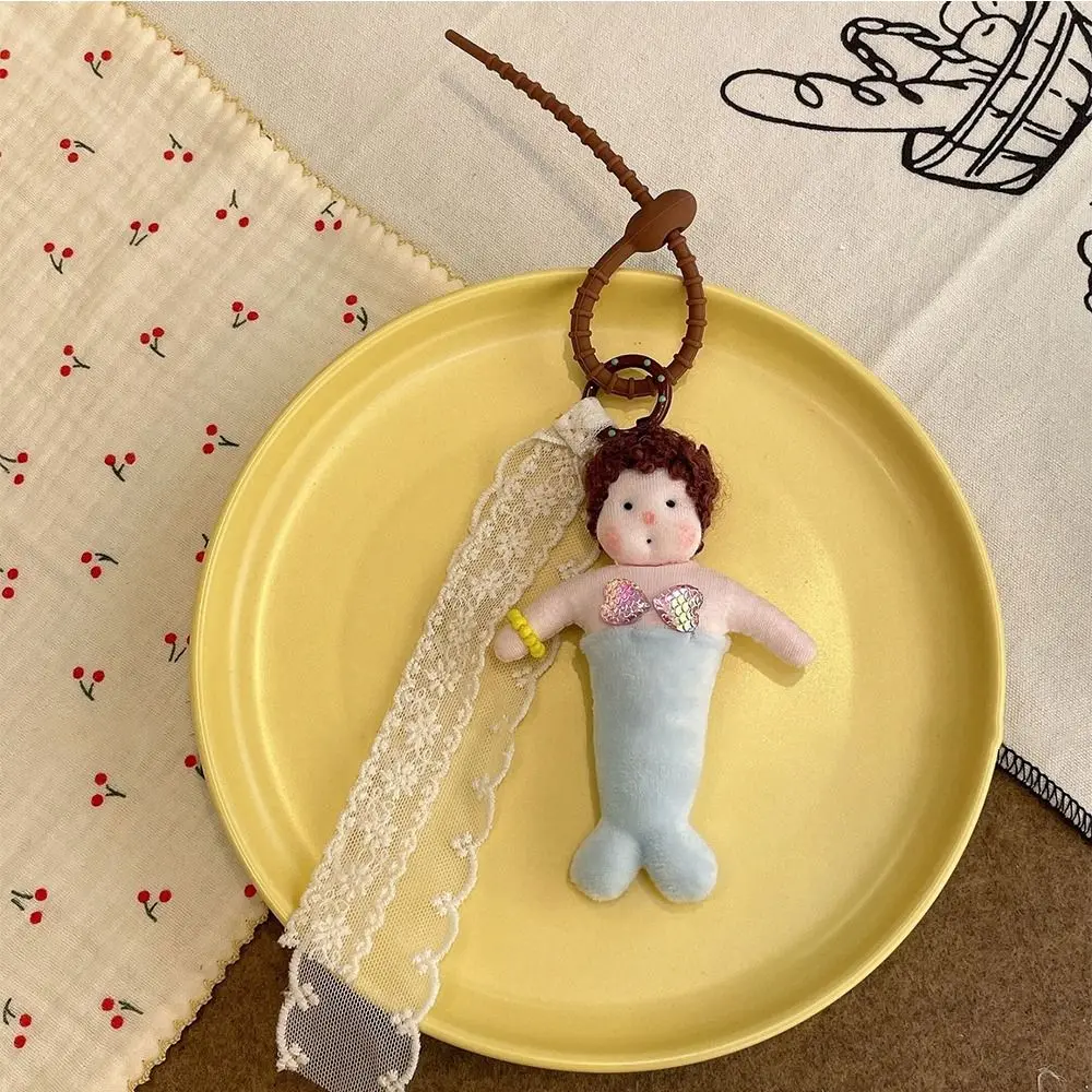 Poupées en peluche, pendentif sirène frisée, pendentif de sac animé, poupée potelée, porte-clés, breloques douces, breloques de sac en peluche, décor de sac à dos
