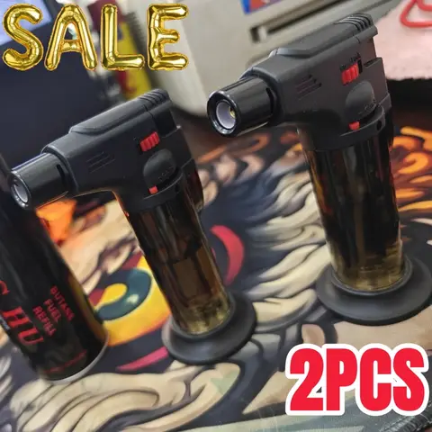 Pistolet de soudage Portable haute température pour l'extérieur, torche à gaz Butane, briquet, fenêtre à gaz transparente, BBQ, cuisine, briquets à cigares Turbo