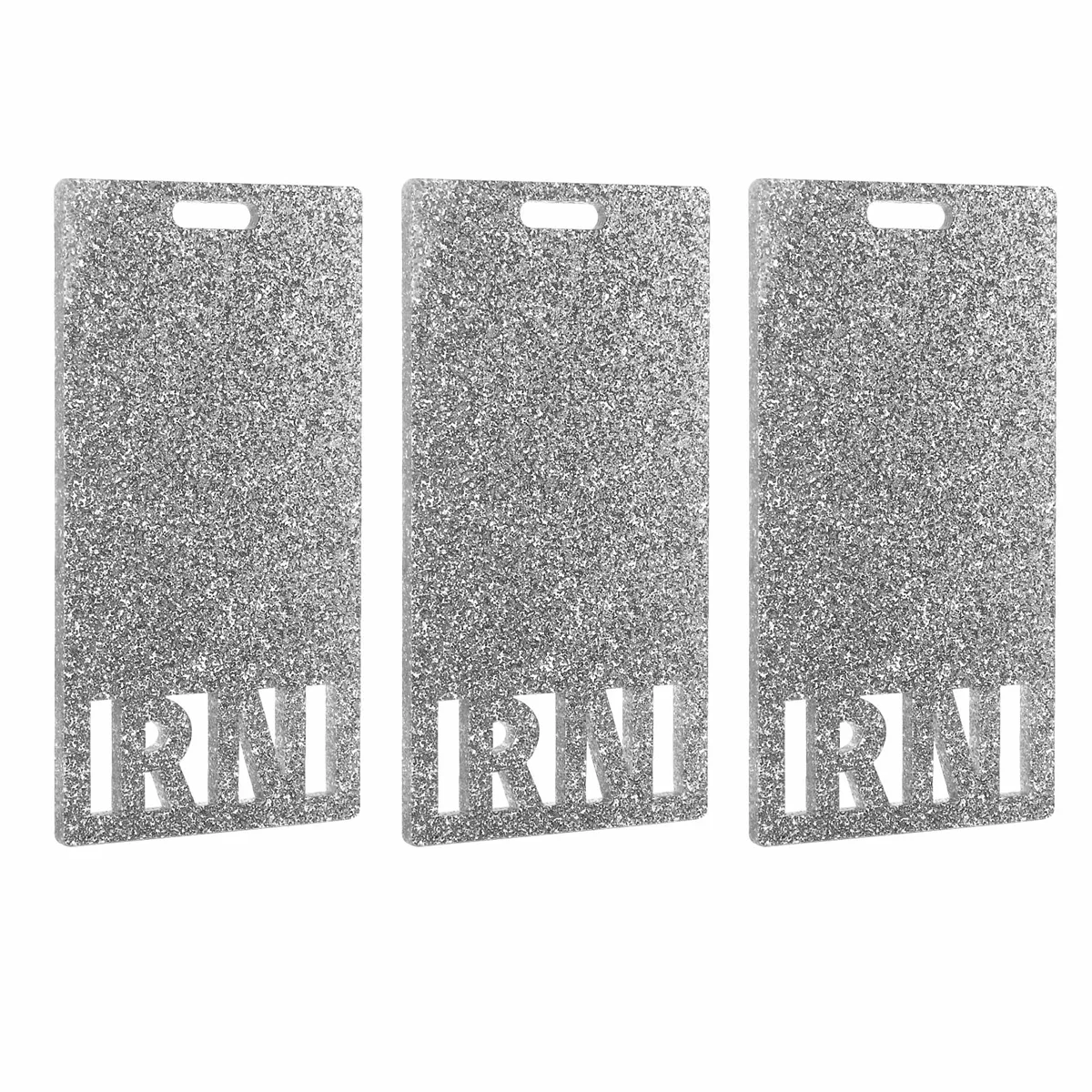 3 Pcs Registered Nurse RN Glitter Badge 5.7X11cm Badge Holder ID Badge Card for Nurse Coworkers Nursing Students Silver