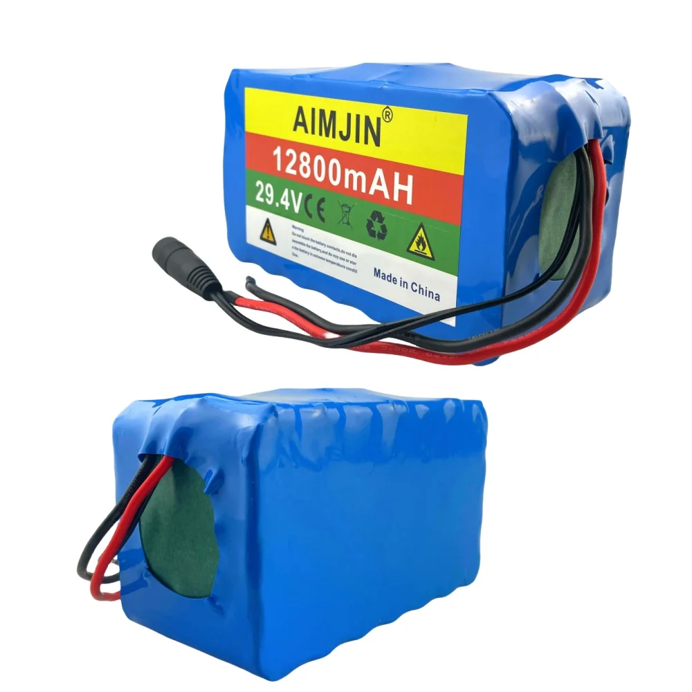 7S4P 29.4V 12800mAh 18650 lithium-ion rechargeable battery pack+29.4V2A charger, suitable for electric bicycle batteries, etc