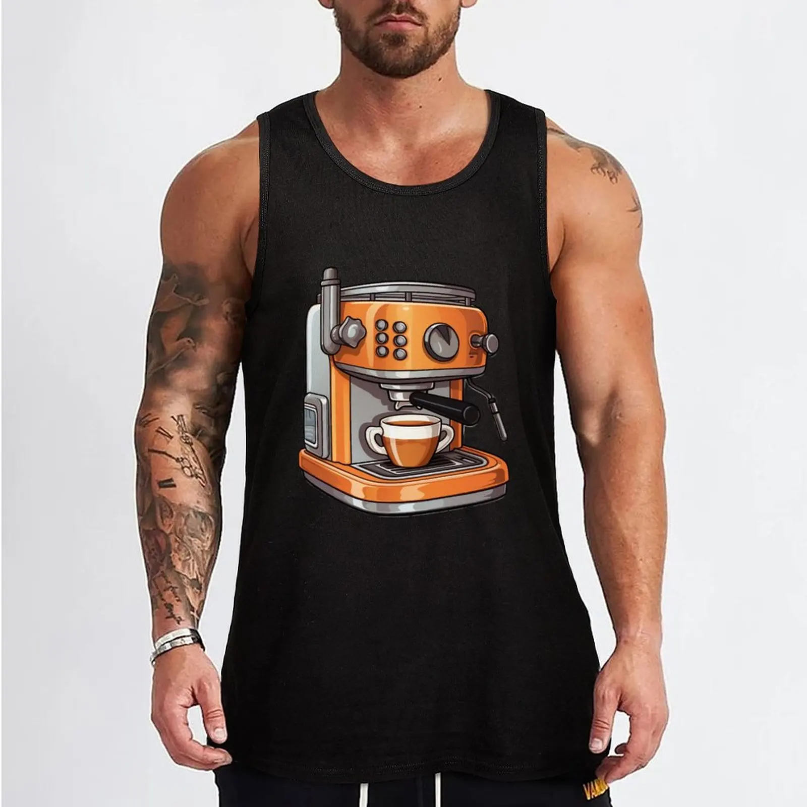 espresso machine Tank Top Men's sleeveless summer clothes men 2025 anime clothes man vest