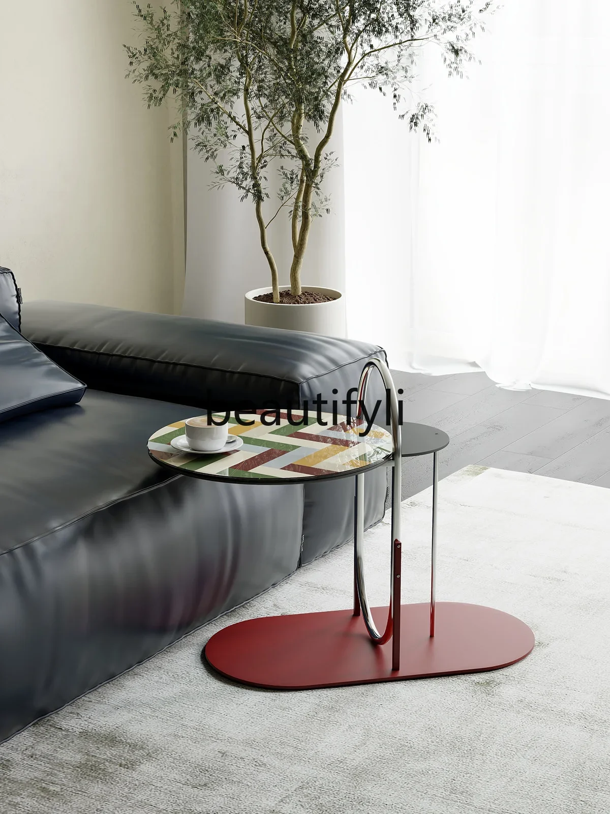 Small coffee table living room sofa creative designer art color round edge table