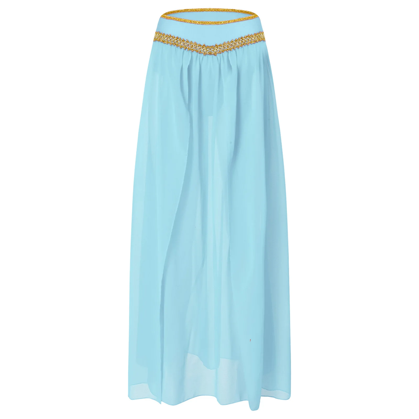 تنورة رقص باليه غنائية للنساء تنورة شيفون شبكية شفافة للأميرة العربية الهندية تنورة أداء الرقص الشرقي