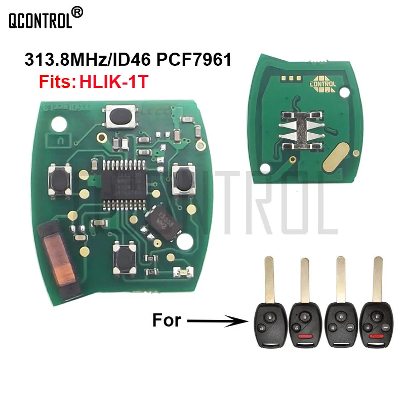 

QCONTROL Car Remote Key Circuit Board for Honda HLIK-1T Accord Element Pilot CR-V HR-V Fit City Jazz Odyssey Fleed 313.8MHz