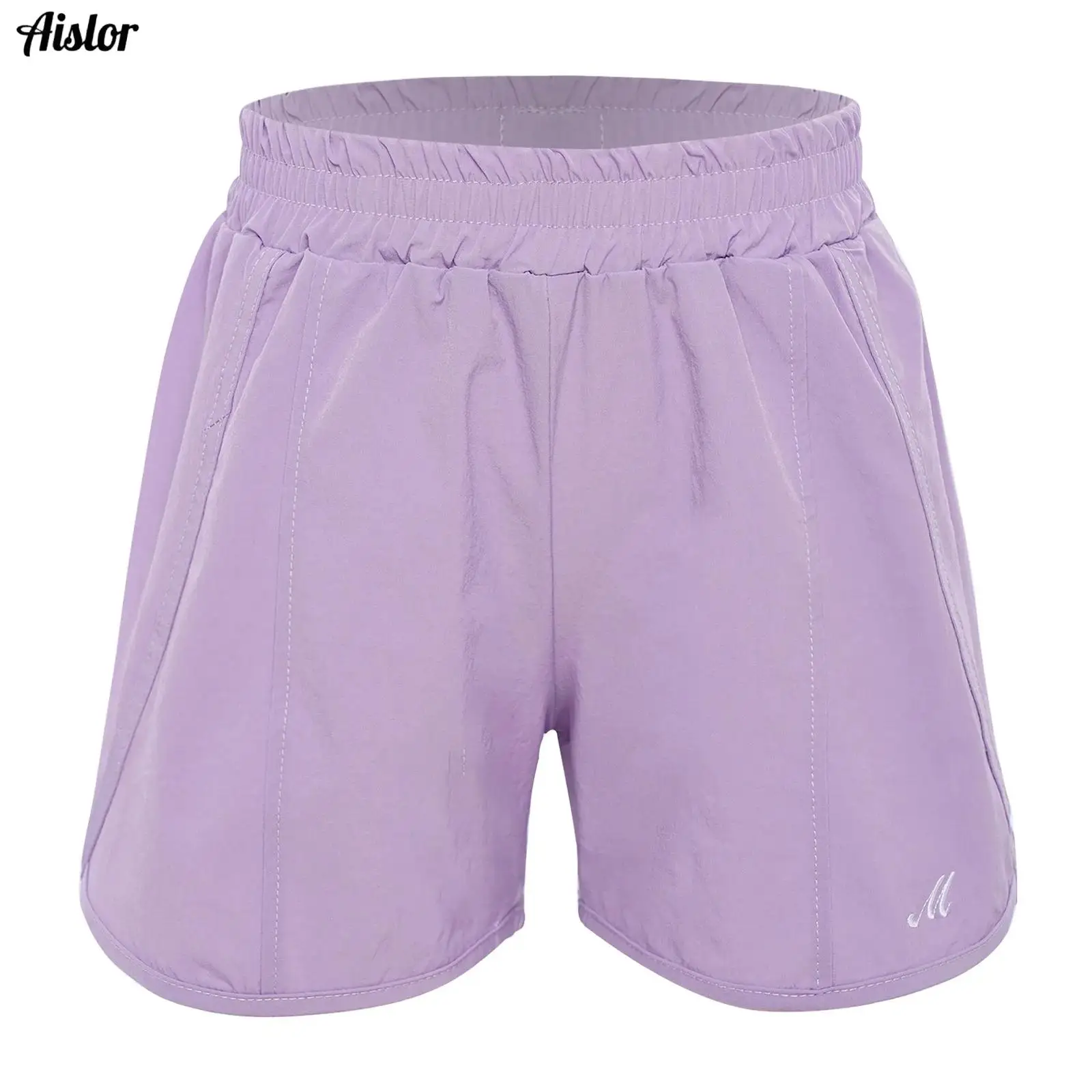 

Kids Girls Quick-Drying Shorts Summer Loose Elastic Waistband Solid Color Shorts for Vacation Beach Yoga Workout Running Jogging