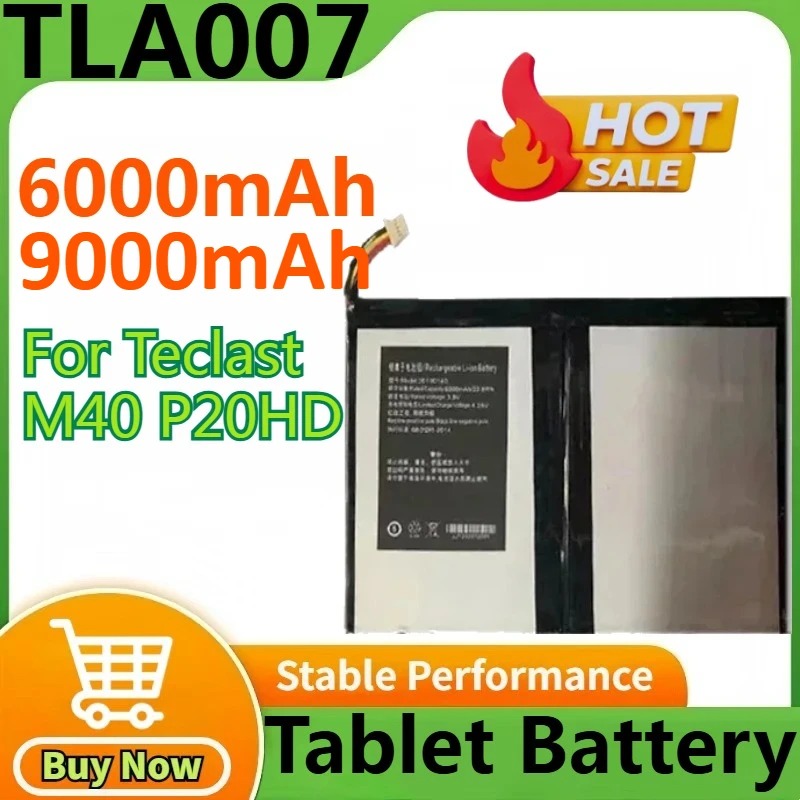

3.8V 6000mAh/9000mAh Replacement Battery TLA007 for Teclast M40 P20HD 5 Lines Portable Power Bank Tablet Battery