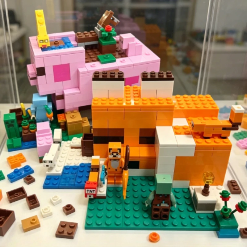 Brinquedo de Blocos de Montar Criador de Animais: Papagaio, Sapo, Raposa, Porco - Presente de Aniversário