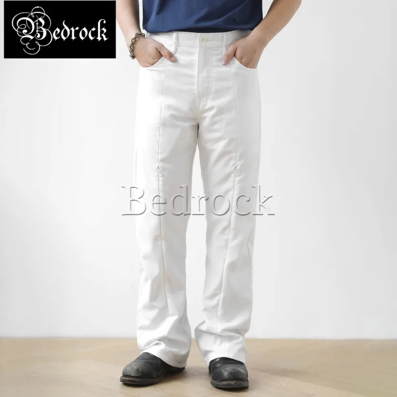 MBBCAR Unique Design Patchwork Flared Pants Imported Japanese Fabric Niche Wide Leg Pants Draped White Bell-bottom Trousers 7513