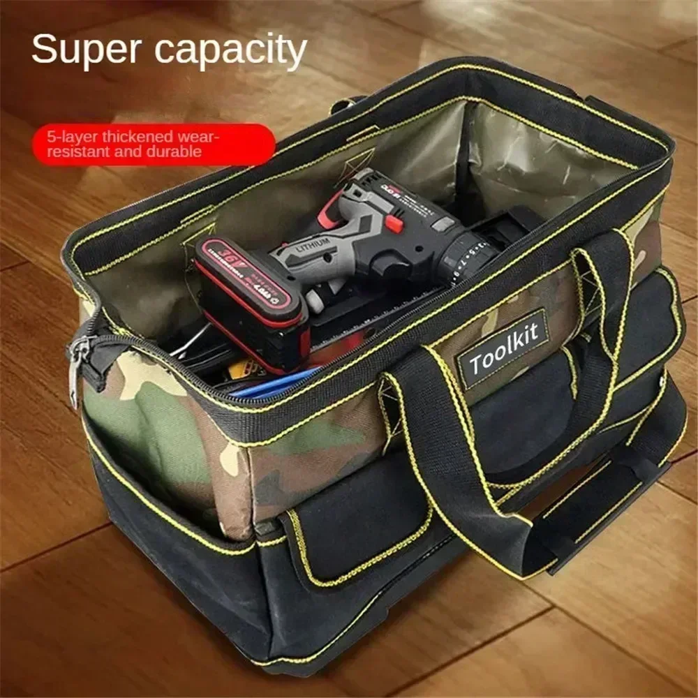 Waterproof With Plastic Bottom  Bag Shoulder Strap Multiple Pockets Tool Pounch Storage Organizer For Electrician Tool