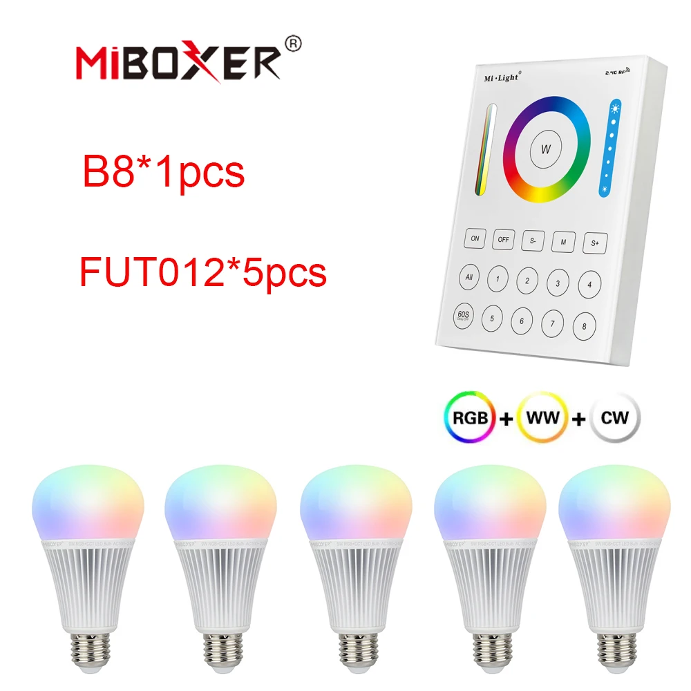 

MiBoxer FUT012 AC85-265V 9W E27 RGB+CCT Smart WiFi DMX512 Remote Smartphone APP Alexa Google Voice Control 2.4GHz LED Bulb