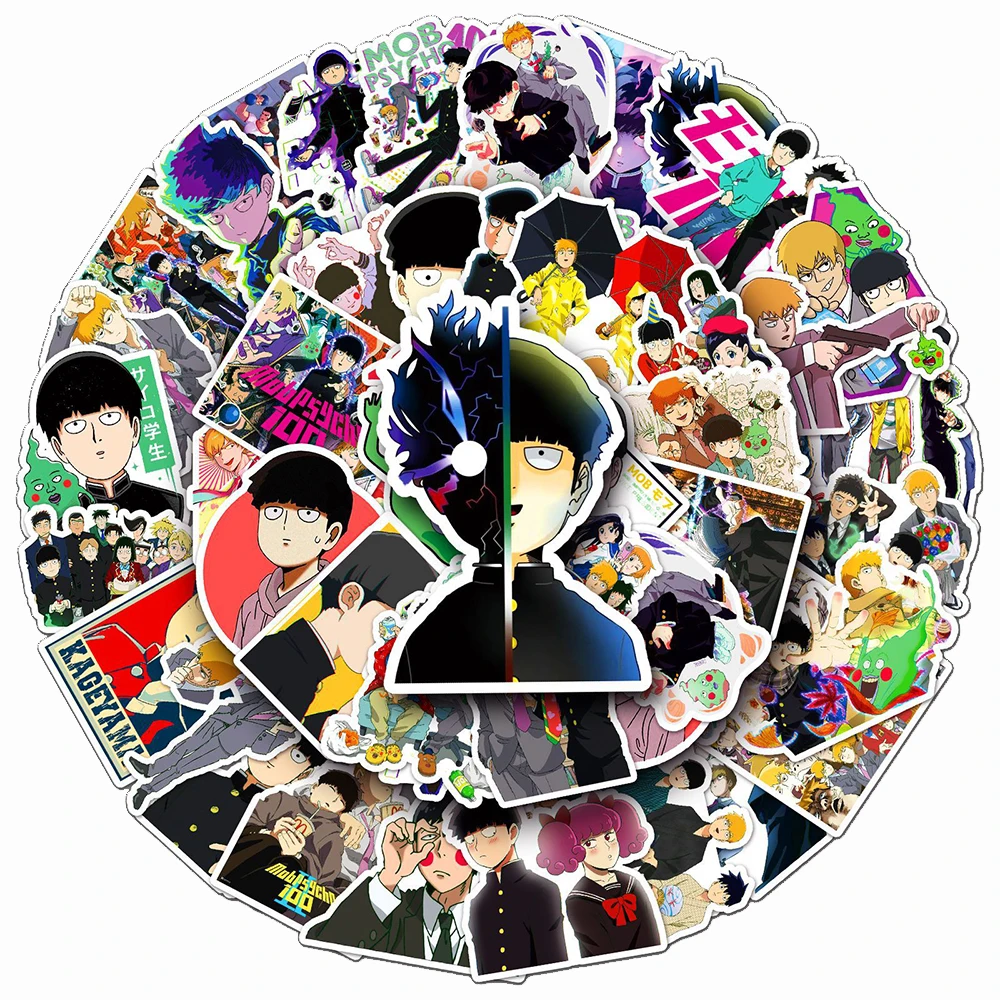 10/30/50pcs Anime Mob Psycho 100 Stickers Funny Cartoon Sticker Kids Toy DIY Phone Laptop Suitcase PVC Waterproof Graffiti Decal