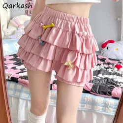 Puffy Cake Mini Skirts Women Ruched Ruffle High Waist Solid All-match Sweet Lovely Girls College Harajuku Trendy Streetwear Ins