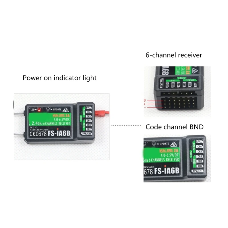 Ricevitore telecomando portatile Ricevitore 2.4G FS-iA6B 6CH Supporto uscita PPM