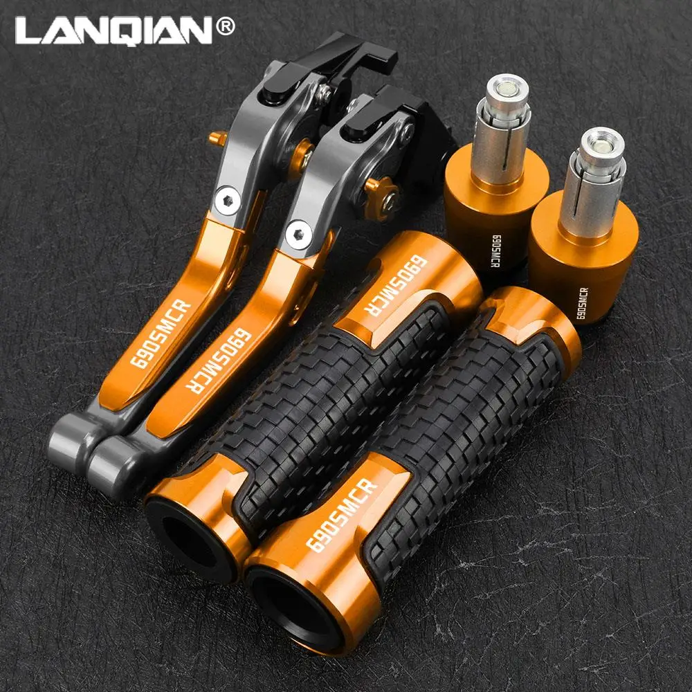 

Motorcycle Aluminum Extendable Brake Clutch Levers Handlebar Hand Grips ends For 690 SMCR 690 SMC-R 690SMCR 2014 2015 2016 2017