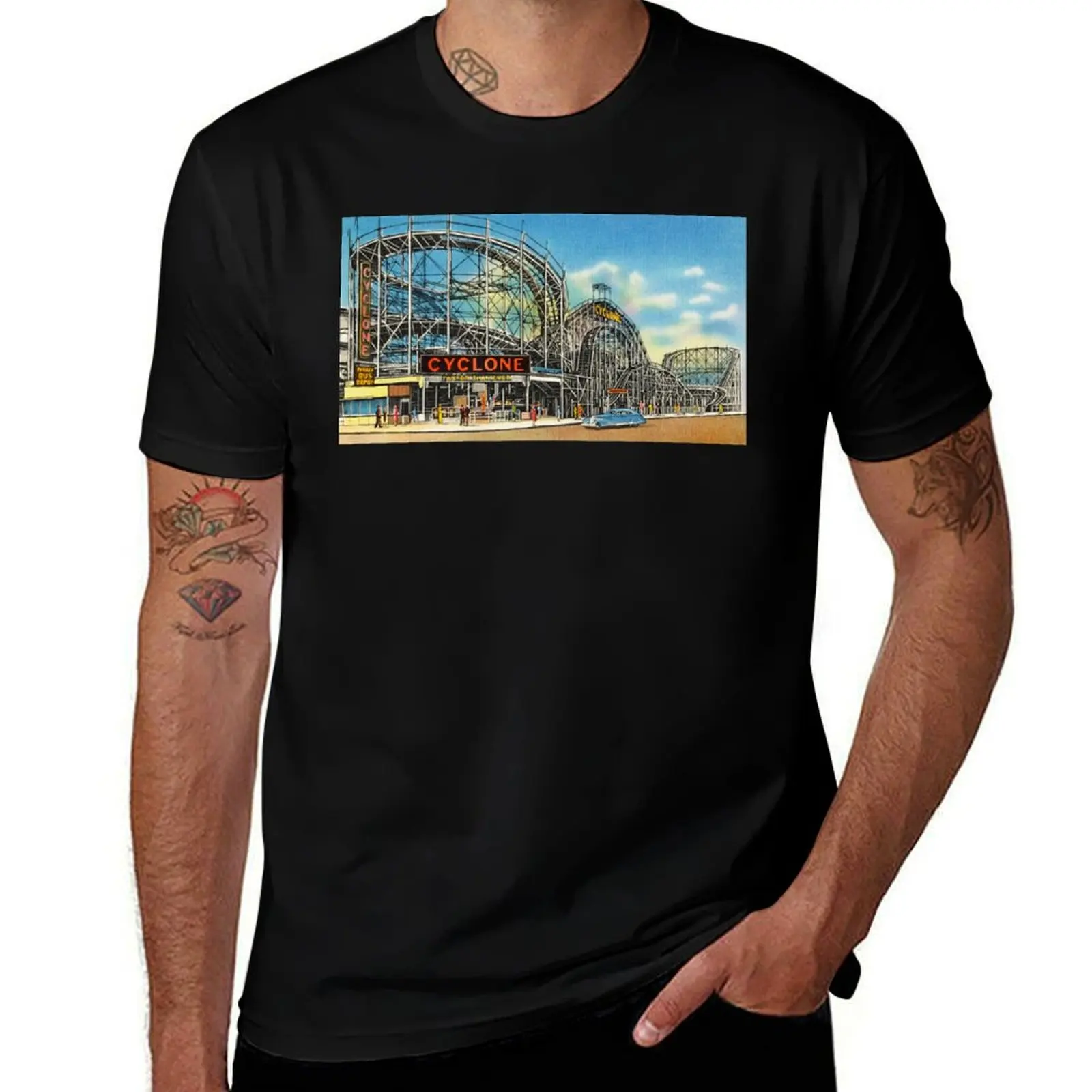 

shirts Coney t high T-Shirt funny quality man t cotton shirts Island Rollercoaster Cyclone