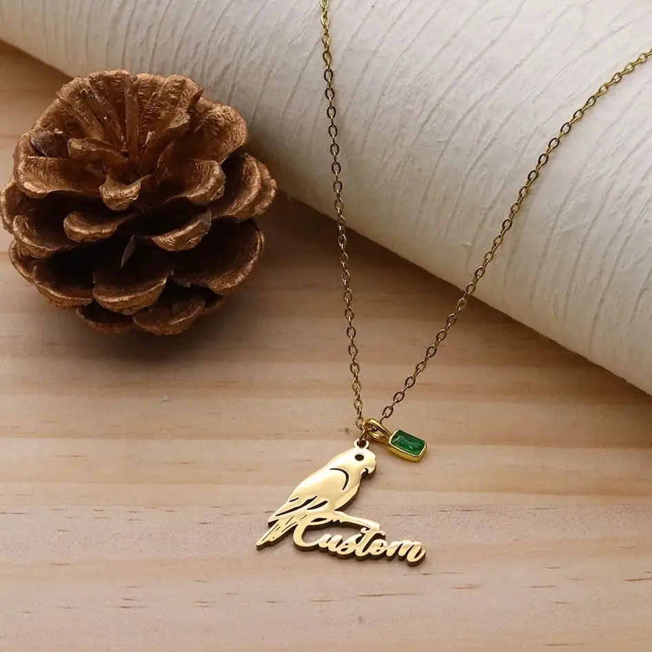 

Todorova Custom Name Parrot Pendant Necklace Stainless Steel For Women Girls Cute Bird Choker Jewelry Birthday Gifts