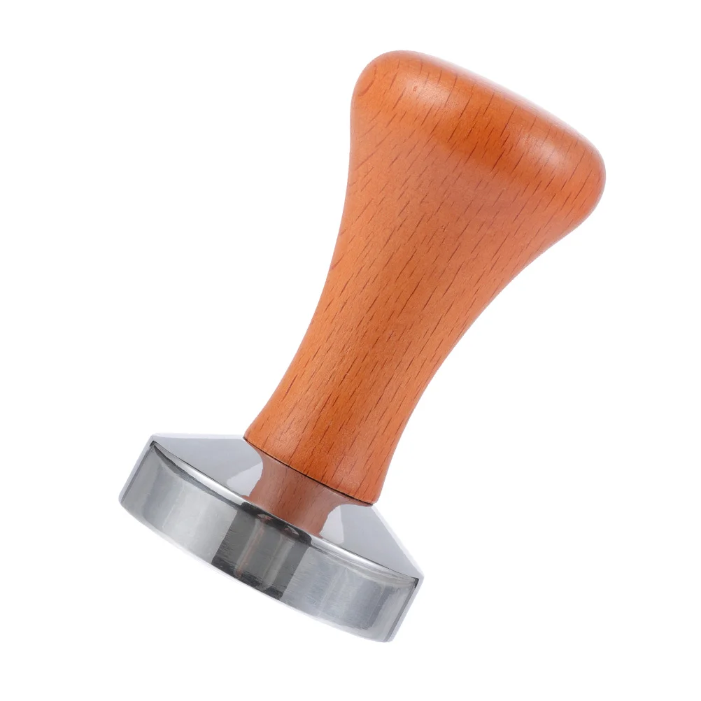 

Espresso Ground Coffee Tamper Making Tool Bean Presser Squeezer Wooden Handle Silver Tamping