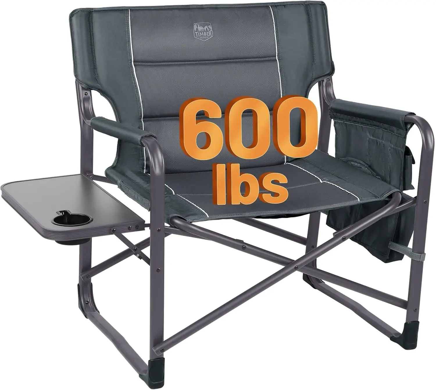 RIDGE XXL Upgraded Oversized Directors Chairs with Foldable Side Table, Detachable Side Pocket, Heavy Duty Folding Campin