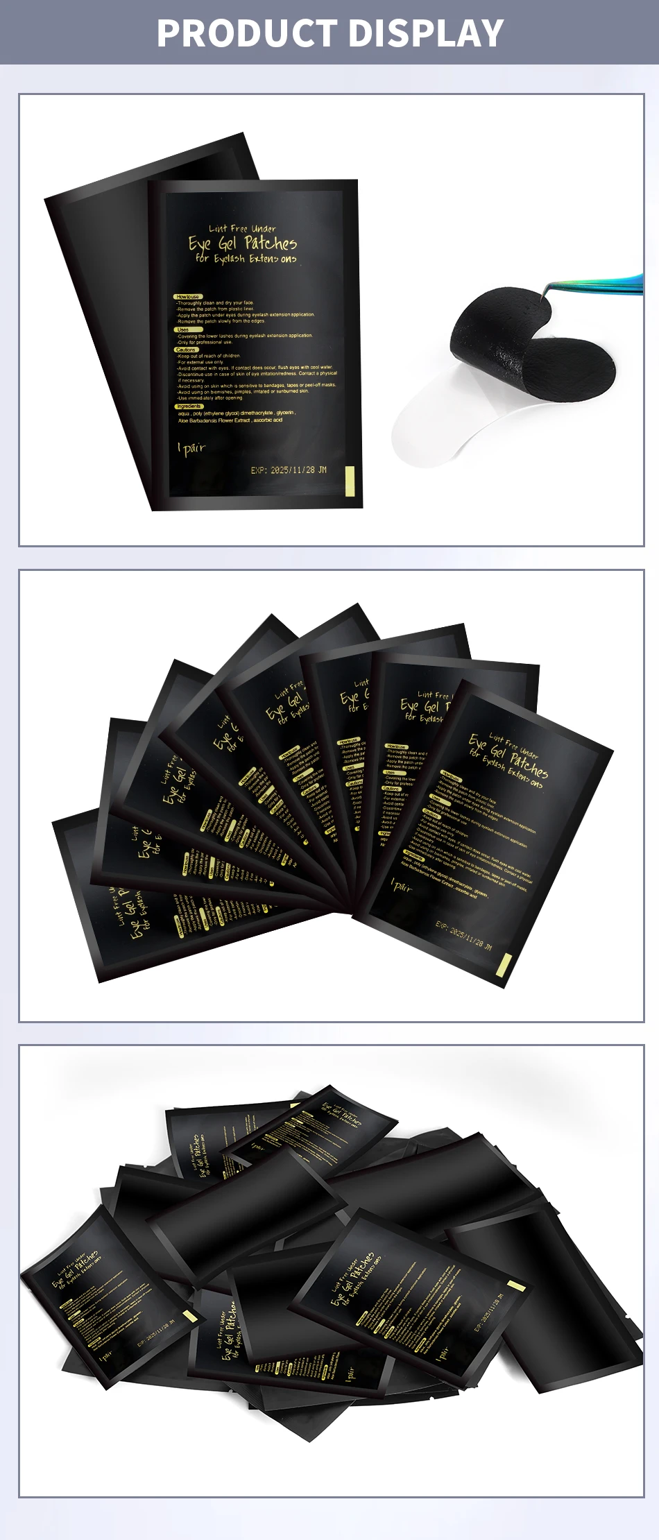 UV-Patches 50 Paar Hydrogel-Wimpernpflaster, schwarzes Pad, Wimpernpflaster, Schönheits- und feuchtigkeitsspendende Augenmaske für Wimpernverlängerungs-Make-up – Detail 5