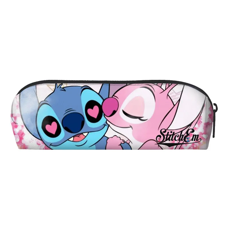 Disney-Trousse à crayons Anime CAN O & Stitch, sac à stylo imprimé point, sac de rangement pour étudiants de dessin animé, jouet de papeterie, cadeau de Noël Kawaii