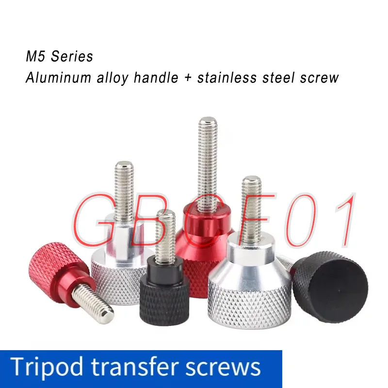 M5 Red BIack White Stainless Steel Hand Screw With Aluminum Alloy Handle High Head Knurled Hand Tighten Thumb Screws Thread 3PCS