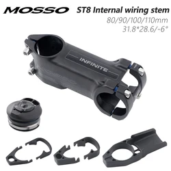 MOSSO ST08 Bicycle Stem Road Bike Power Internal Wiring Handlebar Table Stem Riser 28.6*31.8*80/90/100/110MM Cycling -6 Degrees