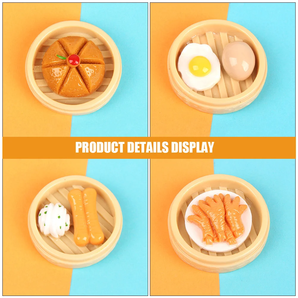 6 pezzi di cibo finto al vapore mini artigianale decorativo per la cucina della casa delle bambole fotografia puntello set di cibo antipasti artificiale realistico