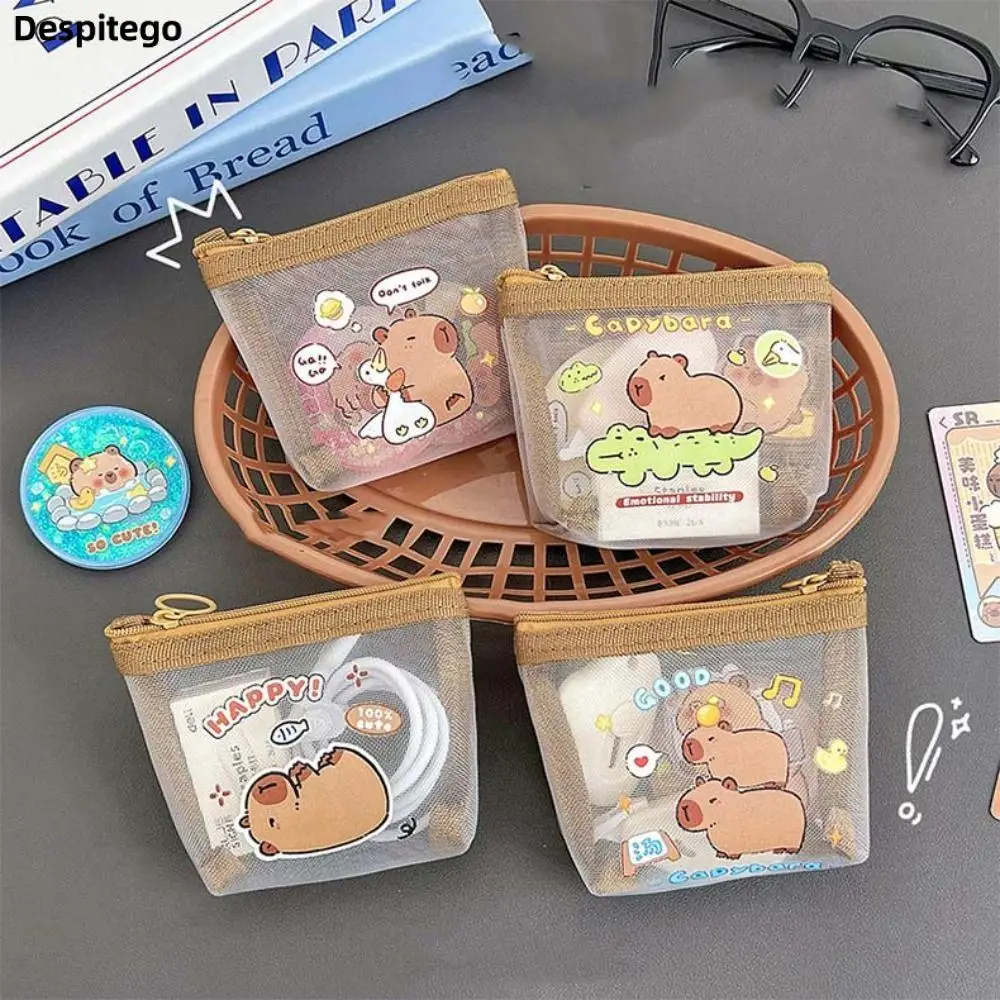 

Creative Mesh Mini Coin Purse Cartoon Capybara Card Bag Data Cable Storage Bag