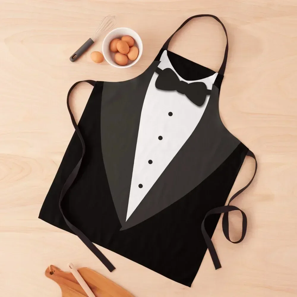 

Tuxedo Funny Men's T-Shirt with Bow Tie Apron Chef Uniform Woman For Women Kitchen Front painters Apron