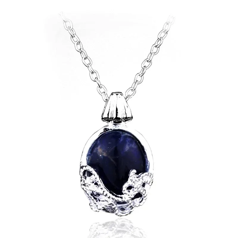 Colar de pingente de cristal oval azul vintage para mulheres The Vampire Diaries Movie Cosplay Series, joias fashion, estilo Natal