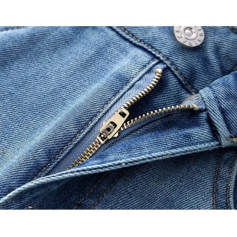 Pantalones vaqueros de pierna ancha para mujer primavera y verano 2025, nueva moda, bordados, de cintura alta, holgados, drapeados, rectos informales