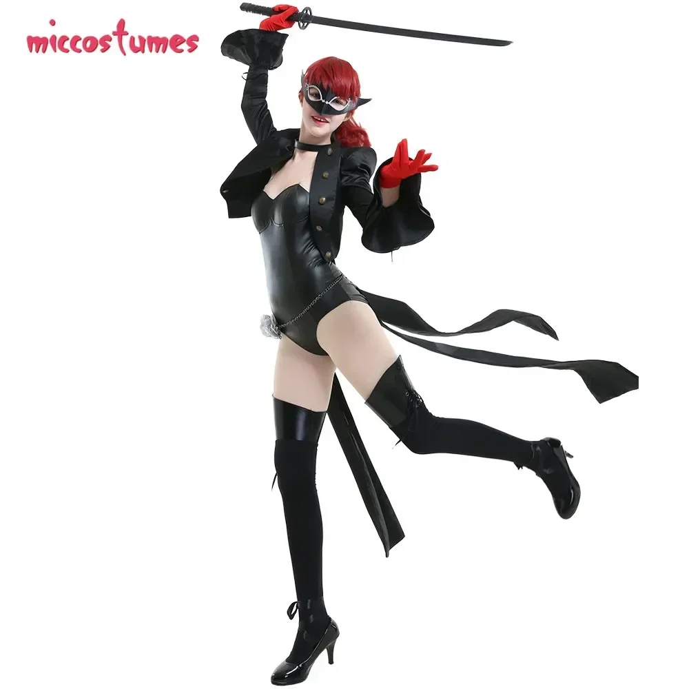 Miccostumes Women\'s Black Cosplay Costume Bodysuit Leotard for Women Halloween Cosplay Costume