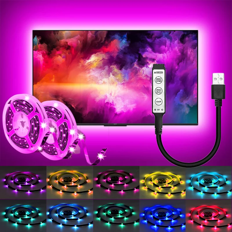 RGB Led Lights for Bedroom, Color Changing Led Strip Lights, USB Led Light Strip with Remote, Led lights for Ambient Lighting